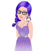 My avatar for High School Story. The purple penguin on my shoulder is a requirement :)