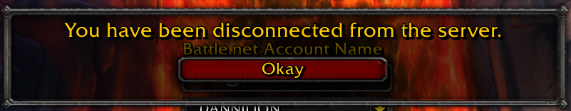 You have been disconnected from the server.